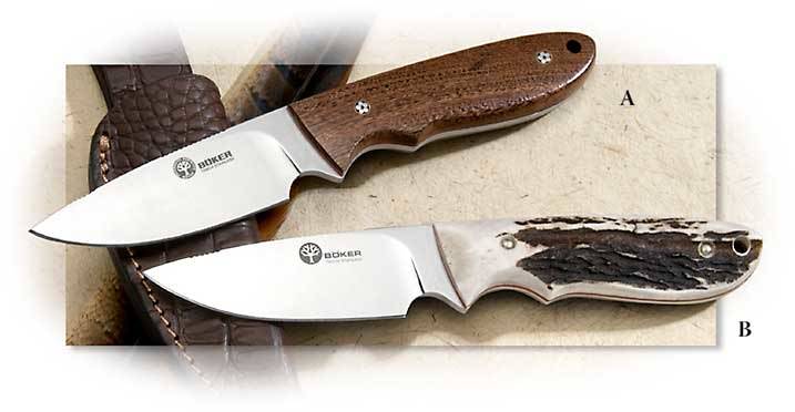 BOKER - JERRY LAIRSON PINE CREEK STAG - 3-5/8 INCH T6MOV DROP POINT BLADE - STAG HANDLE W/RED FIBER 