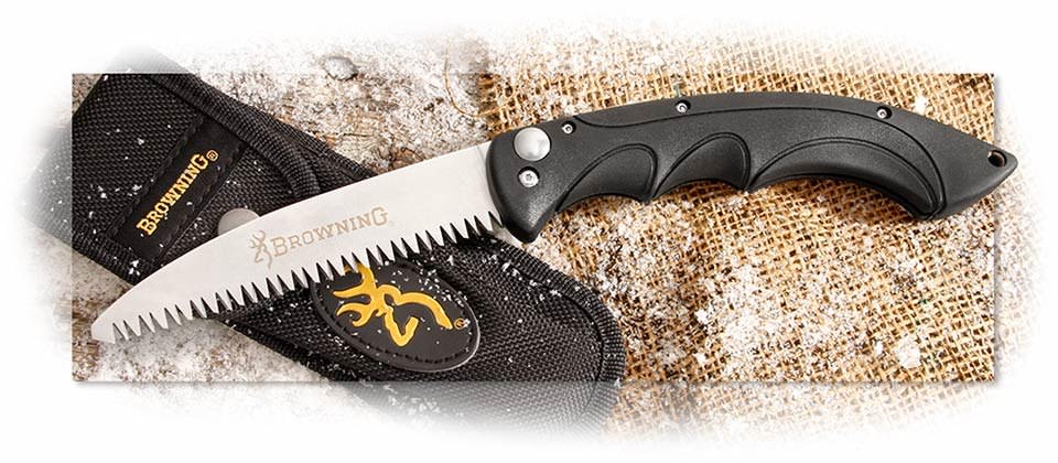 BROWNING - FOLDING CAMP SAW - 4116 STAINLESS SAWTOOTH BLADE - BLACK INJECTION MOLDED HANDLE - NYLON 