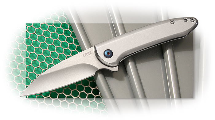 CRKT - DELINEATION SILVER FOLDER - STAINLESS STEEL HANDLE W/BLUE ACCENTS - FRAME LOCK