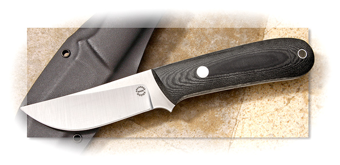 Dozier White River Skinner with D2 non-stainless high carbon steel - Vertical kydex sheath