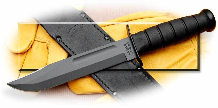 Ka-Bar Black USA Fighting Utility Knife - Black Leather Sheath