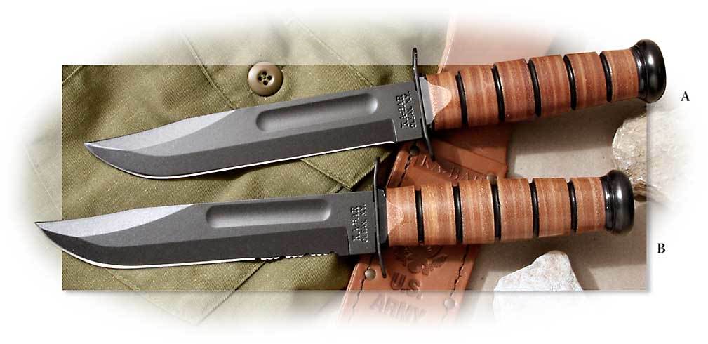 Ka-Bar® U. S. Army Fighting Utility Knife - Plain Edge - Leather Sheath