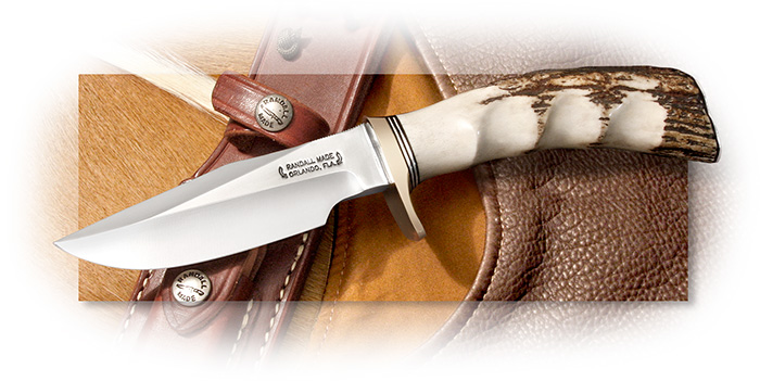 RANDALL MODEL 23 handmade with finger grooved stag handle, O-1 High Carbon Tool steel clip point