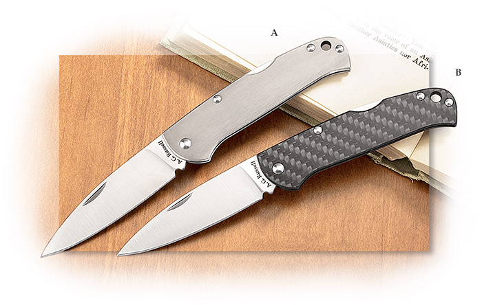 AG RUSSELL Very Thin Carbon Fiber or TITANIUM Pocket Knife LOCK BACK - 2-7/8 IN VG-10 STEEL BLADE