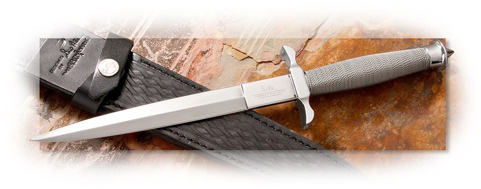 UNITED CUTLERY - GIL HIBBEN SILVER SHADOW - 7-1/2 INCH 440 STAINLESS BLADE - SILVER WIRE WRAP HANDL