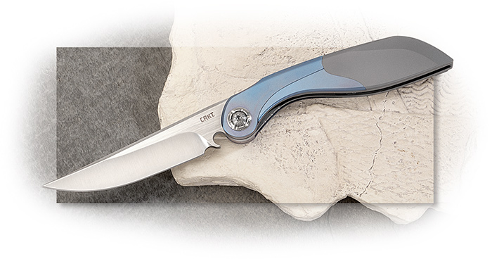 CRKT - FIAL - Model 5671 BLUE TITANIUM Handle - HIDDEN WINE KEY / Corkscrew - M390 STEEL 