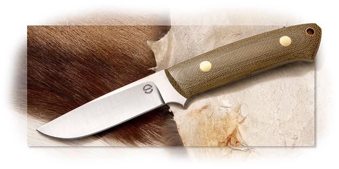 Dozier Buffalo River Hunter - Green Micarta-Left Handed Vertical Sheath