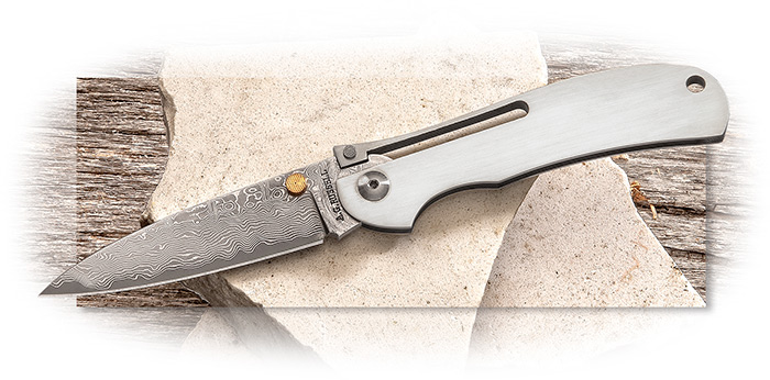 AG RUSSELL ONE HAND KNIFE - COWRY DAMASCUS BLADE