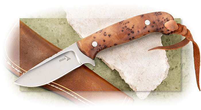 Keith Murr 8" Model 610 Hunter Thuya Wood Handle Scales