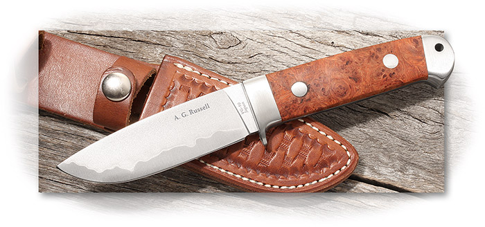 A. G. Russell San Mai Drop Point Hunter with Amboyna Wood