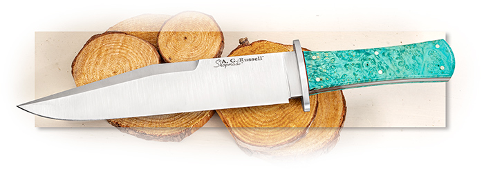 A.G. Russell California Bowie with Turquoise Box Elder – 154CM Blade