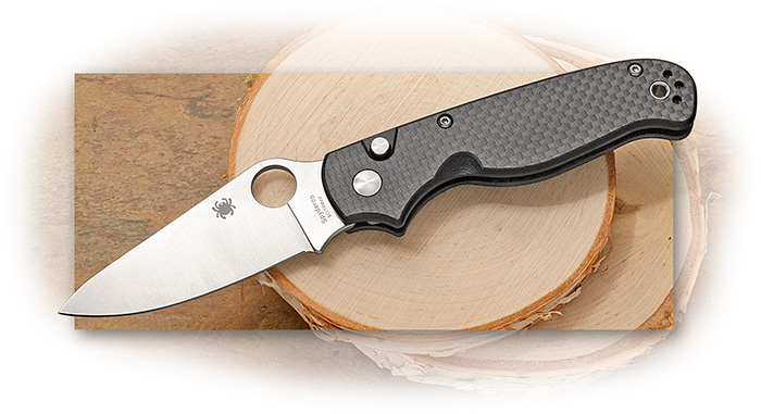 Spyderco® ButtonUp™ Carbon Fiber Satin Plain Edge